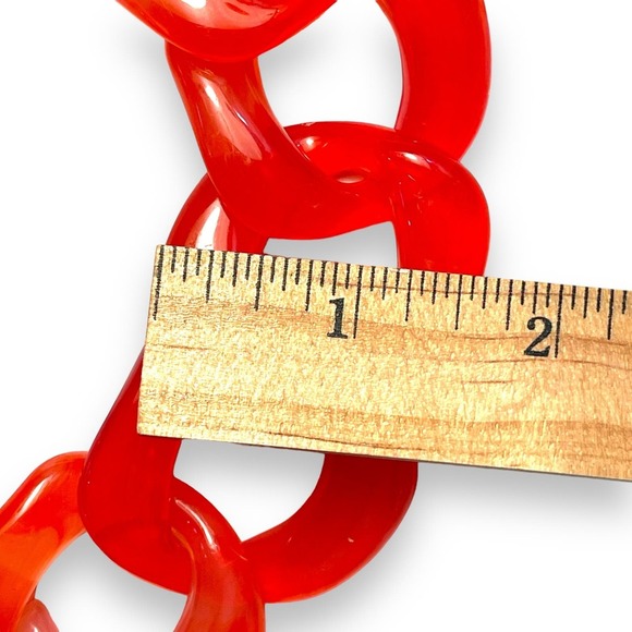 Mika Chunky Lucite Acrylic Chain Link Statement Necklace 17-20” Florescent - Picture 5 of 10